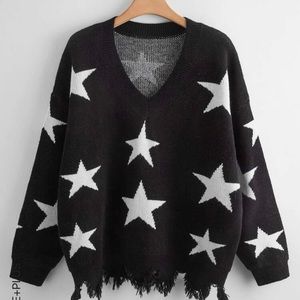 SHEIN Black and White Star Sweater